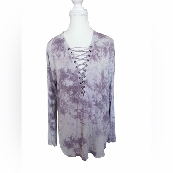 American Eagle Outfitters Tops - American Eagle Soft & Sexy Lace Up Tie Dye Tunic Top Purple L